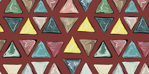 Tiles, mosaic of glossy triangles. Pattern, colored Desktop wallpaper, pattern on fabric, background. Vector pattern.