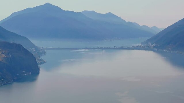 Melide Causeway on Lake Lugano, Ticino, Switzerland