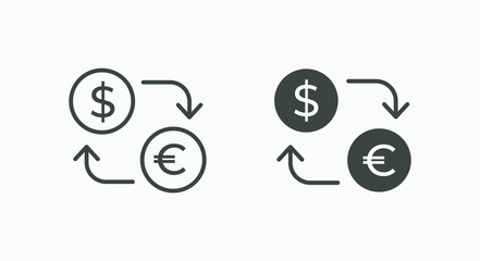 Currency money exchange convert vector isolated icon set. Dollar euro transfer vector illustration