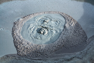 Large active mud volcano crater - obrazy, fototapety, plakaty