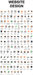 Set of icons FOR Website Designs and representation.  Total number of icons is one hundred and fifteen.