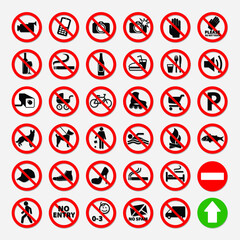 Prohibition signs icons, symbols, and vectors, Can be used for web, print and mobile