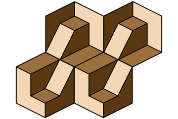 abstraction of a geometric figure composed of cubes