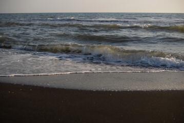 Ureki, Georgia, black sand on the beach sea 