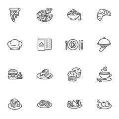 Restaurant food line icons set