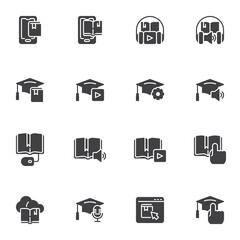 Online education vector icons set