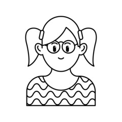 Pony Girl Avatar portraits. Business people diverse faces, man and woman persons, team group and employee, Vector isolated characters in outline style.