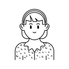 Model Girl Avatar portraits. Business people diverse faces, man and woman persons, team group and employee, Vector isolated characters in outline style.