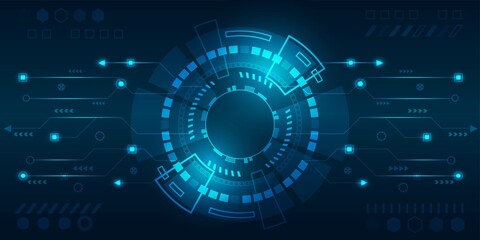 Obraz premium technology background and line diagram blue technology.Circle technology network working.