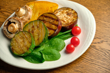 Grilled vegetables with champignons and fresh herbs