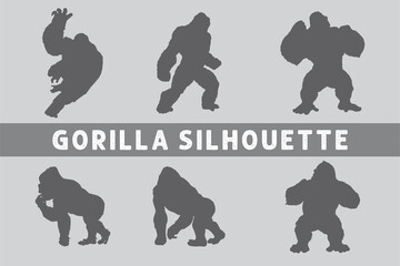 Vector Image - gorilla silhouette, isolated on white background - gorilla silhouette, isolated on white background