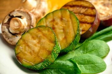 Grilled vegetables with champignons and fresh herbs