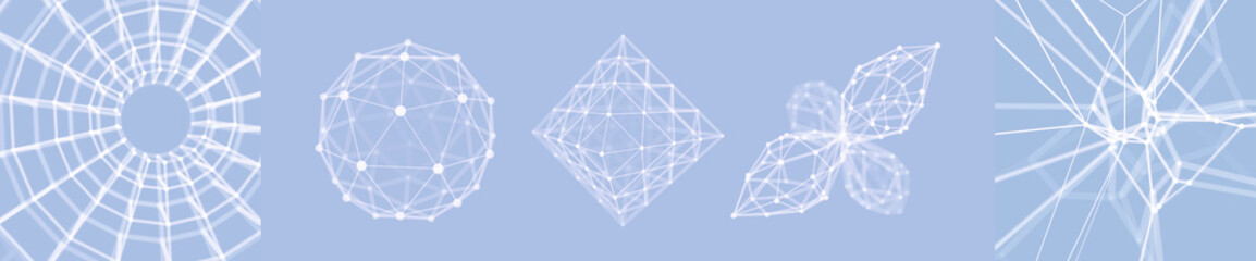 Sphere. Octahedron. 3d vector wireframe object. Illustration with connected lines and dots. Geometric shape for Design. Abstract grid design. Connection structure. Technology style. - obrazy, fototapety, plakaty