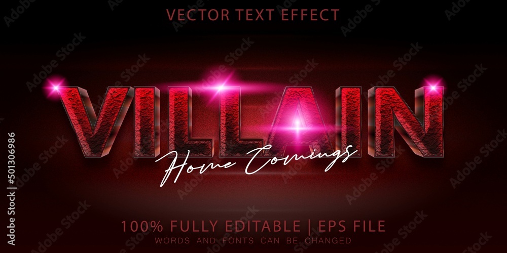 Sticker villain heroes movie premium text effect