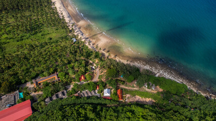 Top view of wild and beach landscape