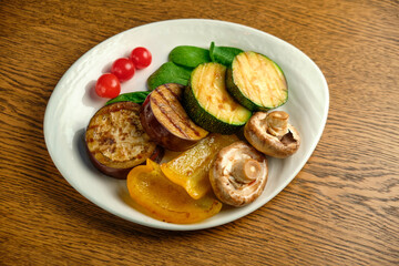 Grilled vegetables with champignons and fresh herbs