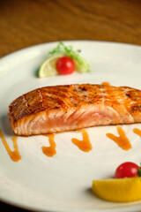 Fried salmon fillet