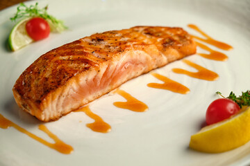 Fried salmon fillet