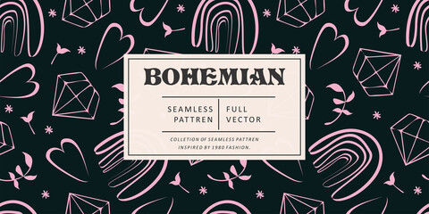 Modern minimalist abstract illustration pattern. Creative collage contemporary seamless pattern. Fashionable template for design. Bohemian style