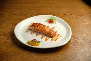 Fried salmon fillet