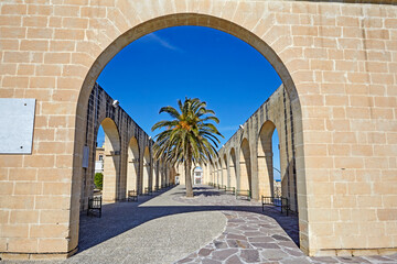 The walled Lower Barrakka Gardens in Valletta in Malta in Europe