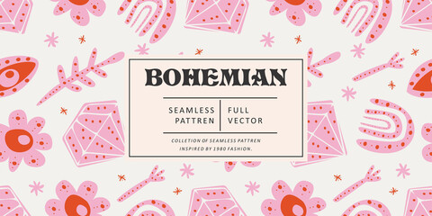 Modern minimalist abstract illustration pattern. Creative collage contemporary seamless pattern. Fashionable template for design. Bohemian style