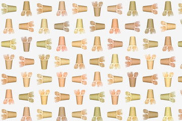 Abstract of paper cup and cutlery isolated on white background idea for background, advertising, wallpaper etc.,