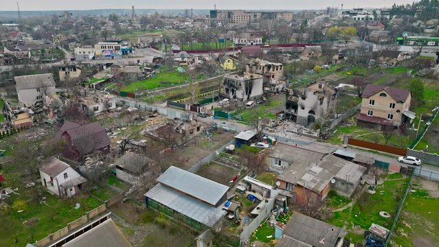 War ruin Ukraine city damage house civil Kyiv destruction rocket danger conflict