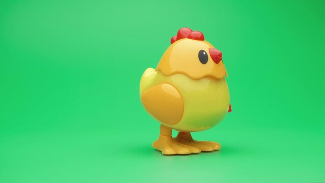 Clockwork yellow toy chicken.