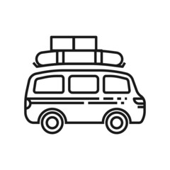 Travel trailer flat icon, vector illustration. Design element for camping backgrounds.