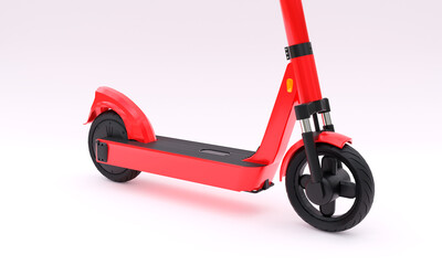 3D illustration ,electric scooter, red and black , with white background , copy space, 3d rendering