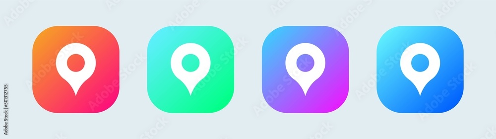 Poster set of map pin icons in gradient colours. modern map markers. map pin place marker.