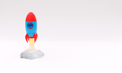 3D illustration business start-up concept, rocket launch, 3d rendering