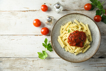 Pasta with homemade tomato sauce