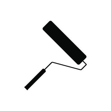 recommend clip art: Paint roller black icon isolated on white background. Vector EPS 10