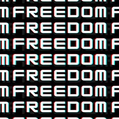 Freedom banner glitchy texts modern and sleek 