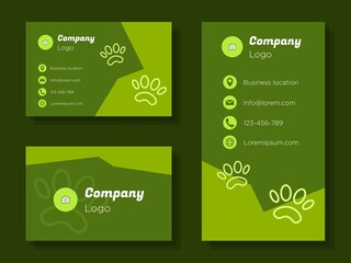 Pet care shop digital business card template, cute animal paw corporate marketing advertisement, pet grooming service online invitation card, abstract flyer, creative banner design, isolated