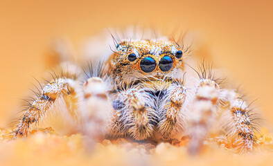 Spider portrait, jumping spider portrait - Yllenus arenarius