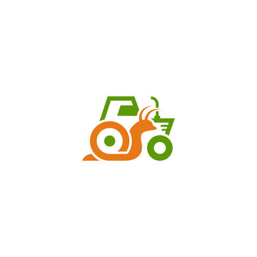 Snail combination with tractor. Company logo design.