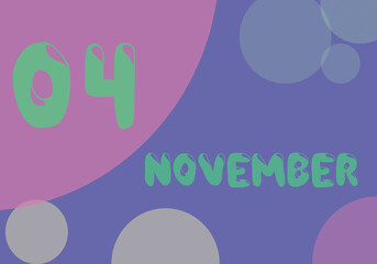 4 november day of the month in pastel colors. Very Peri background, trend of 2022.