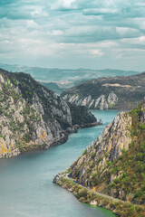 Danube river border between Romania and Serbia