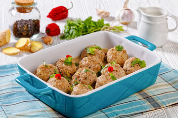 Banh Mi Vietnamese spicy Meatballs, top view