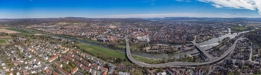 Aerial panorama of the city of Hameln.