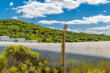 Obraz premium Windmillls at Countryside Landscape, Uruguay