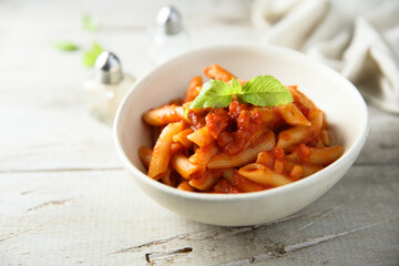 Pasta with homemade tomato sauce