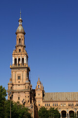 Seville (Spain). North tower in Plaza de España in the city of Seville