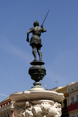 Obraz premium Seville (Spain). Detail of the Mercury Fountain in the Plaza de San Francisco in the city of Seville