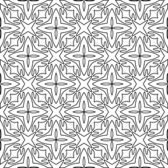 
Vector monochrome pattern, Abstract texture for fabric print, card, table cloth, furniture, banner, cover, invitation, decoration, wrapping.Repeating geometric tiles with stripe elements.Black and 
w