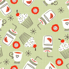 Frenzy Party Food Vector Seamless Pattern