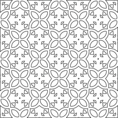 
Vector monochrome pattern, Abstract texture for fabric print, card, table cloth, furniture, banner, cover, invitation, decoration, wrapping.Repeating geometric tiles with stripe elements.Black and 
w